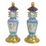 A pair of 18th century Chinese vases in copper and cloisonné enamel