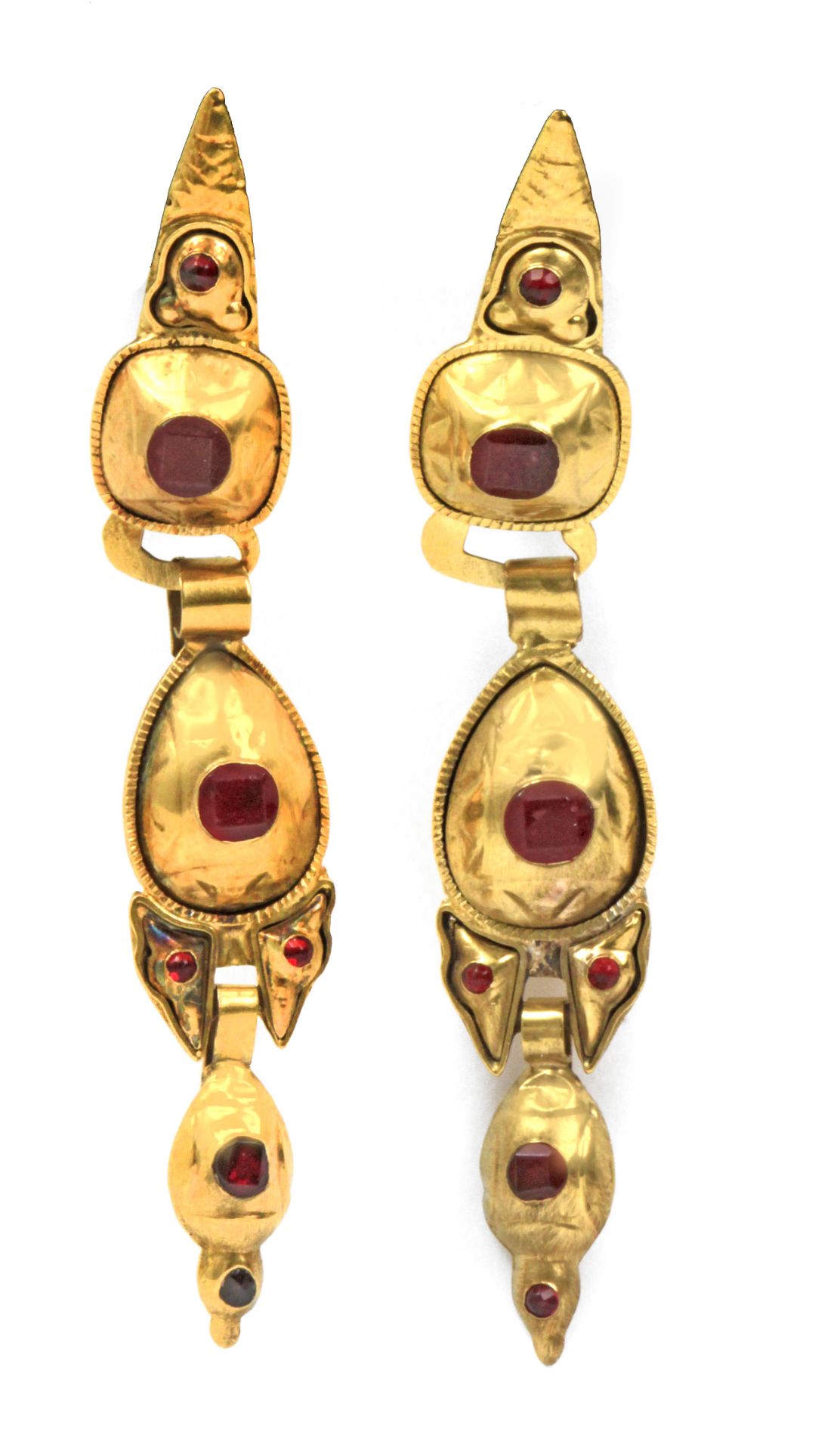 A pair of late 18th century-early 19th century Catalan or Aragonese earrings