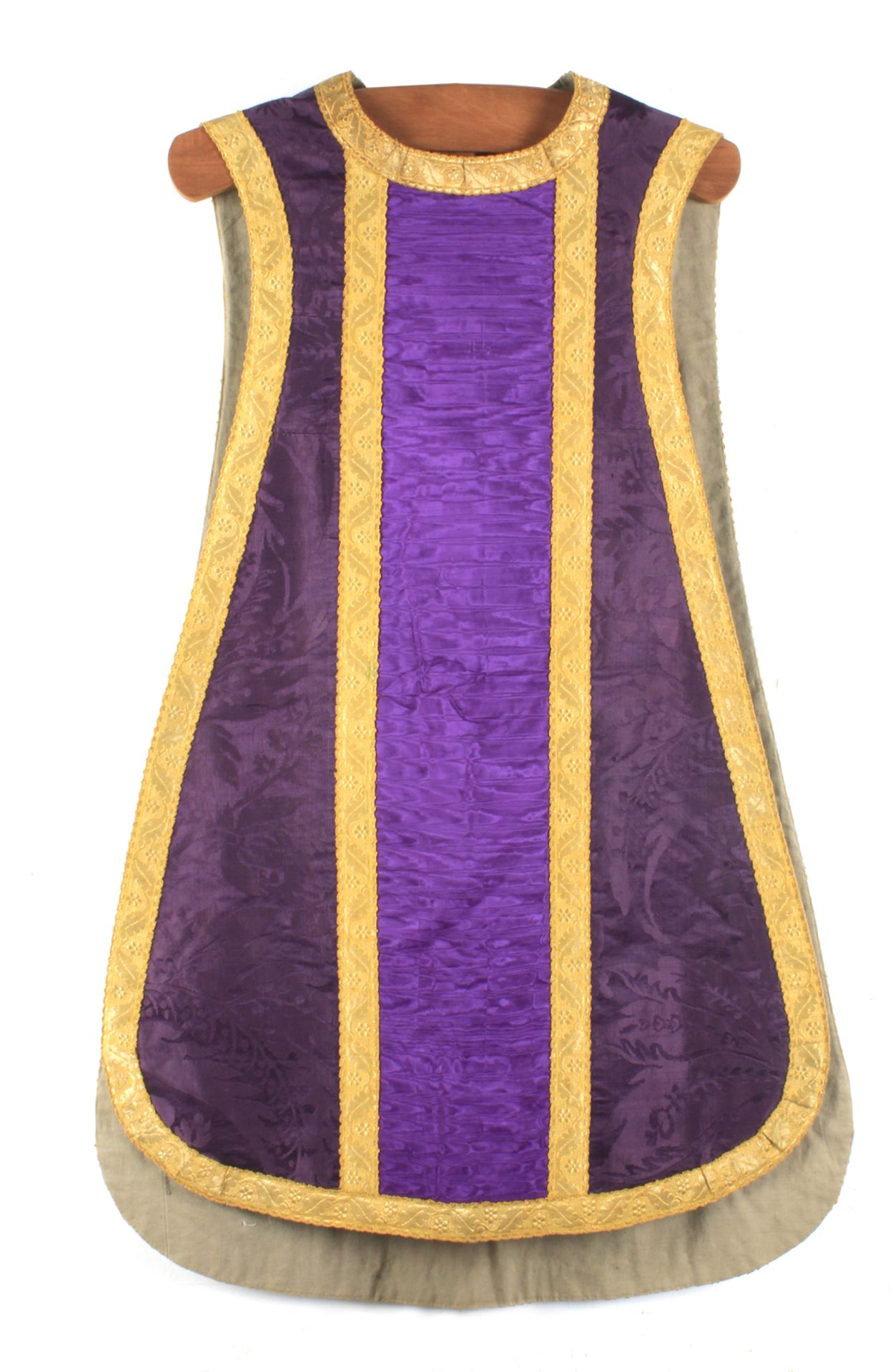 A pair of 19th century Advent and mourning silk Catholic chasubles - Image 2 of 2