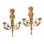 A pair of 19th century French Empire period gilt bronze wall lights