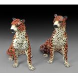 A pair of leopard figures in porcelain circa 1980