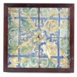 A 19th-20th centuries plaque with four Catalan showing tiles