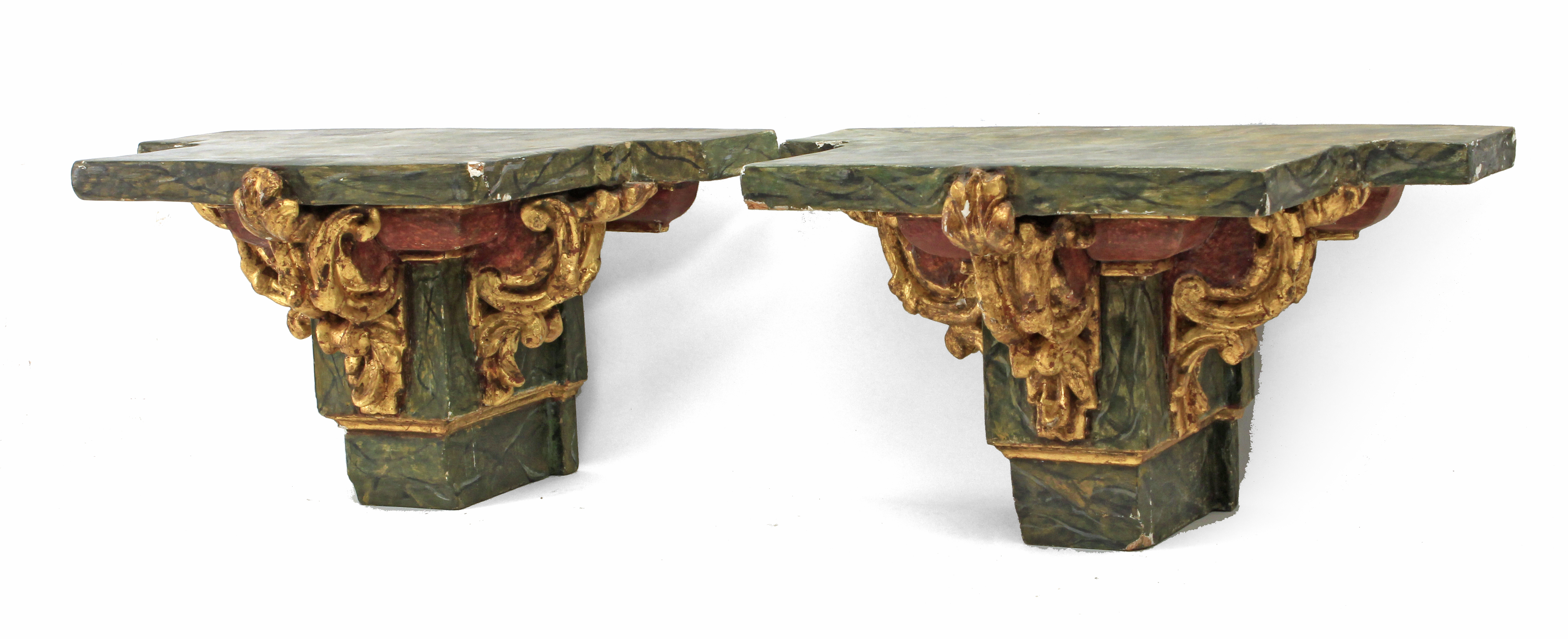 A pair of 20th century carved and polychromed brackets - Image 2 of 2