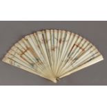 A 19th century carved bone Isabelino fan