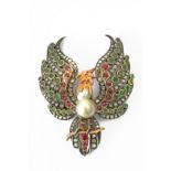 A 20th century French style bird shaped brooch pin