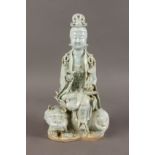 20th century Chinese school. A Guanyin figure in Blanc de Chine porcelain