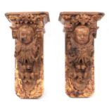 18th century Spanish school. A pair of carved wood brackets