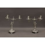 A pair of 20th century Spanish two light candelabras in Valentí silver