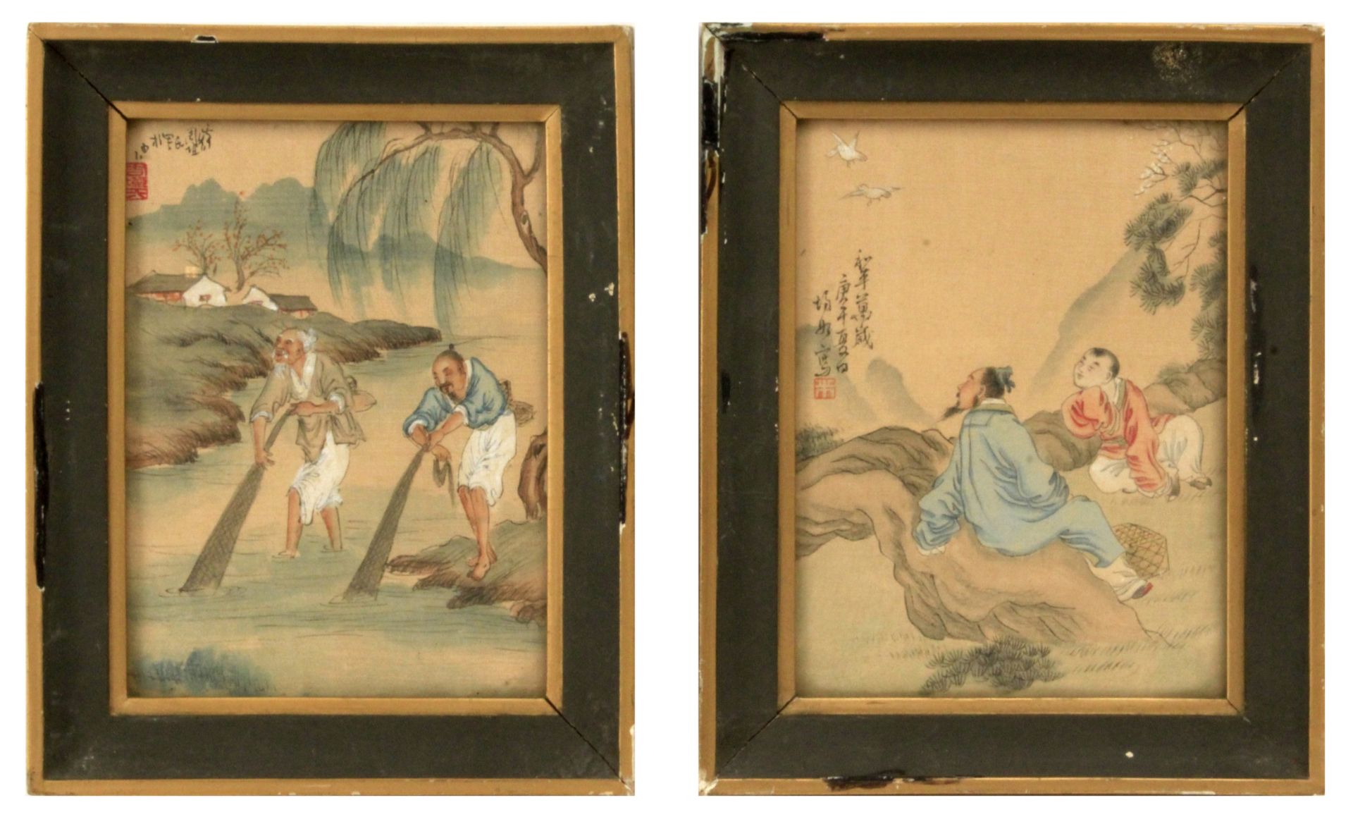 A pair of early 20th century Chinese paintings on silk - Bild 2 aus 2