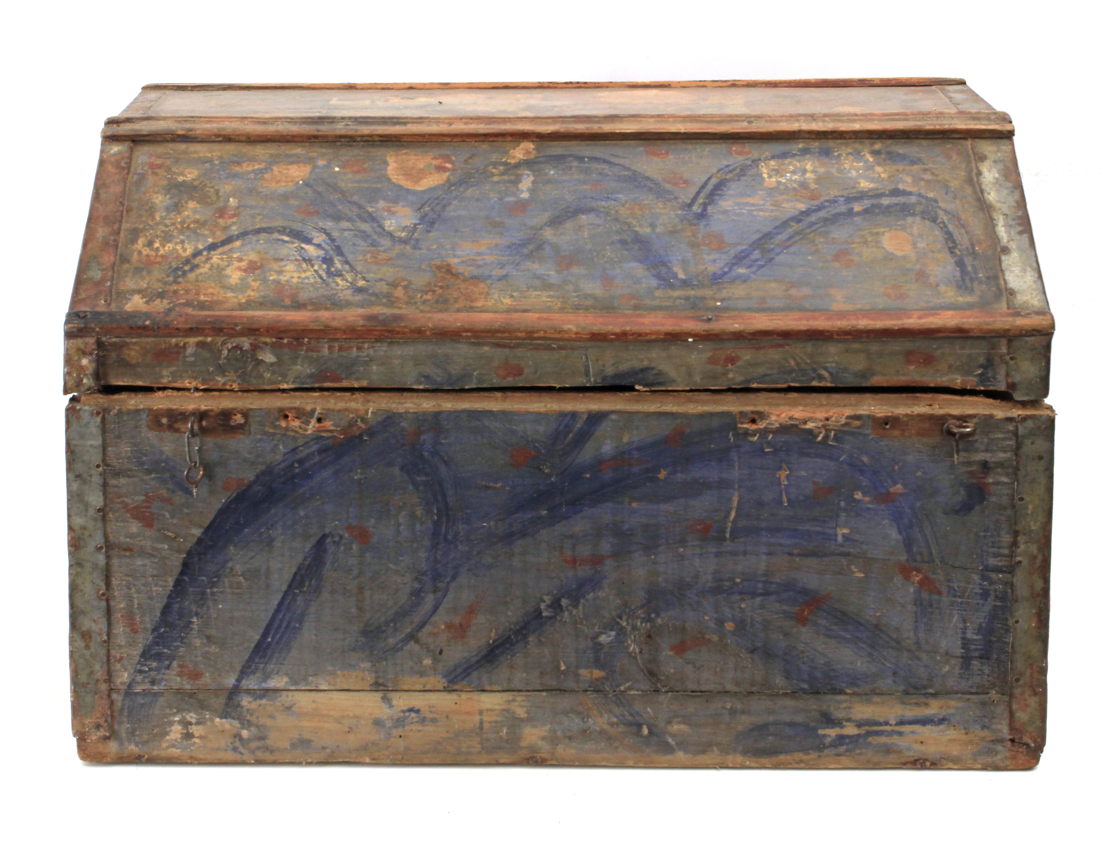 An 18th century carved and polychromed chest - Image 2 of 4