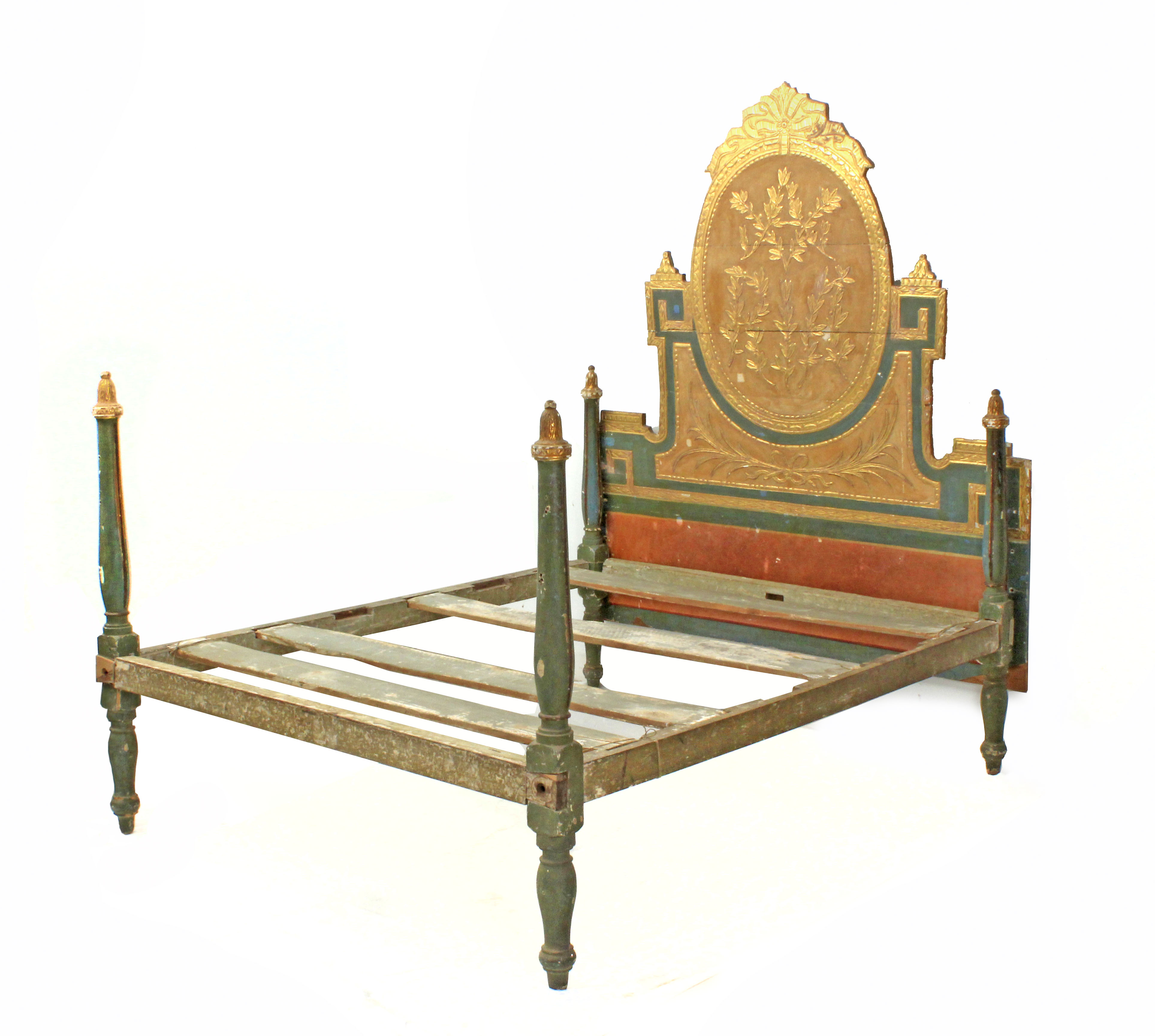 A 19th century carved and polychromed bed structure from Olot