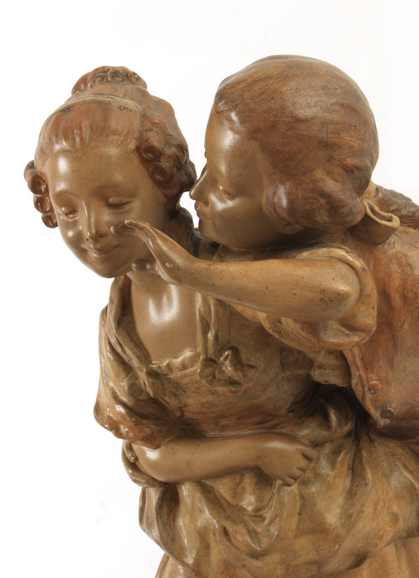A 19th century Austrian group of figurines in Goldscheider terracotta - Image 3 of 9