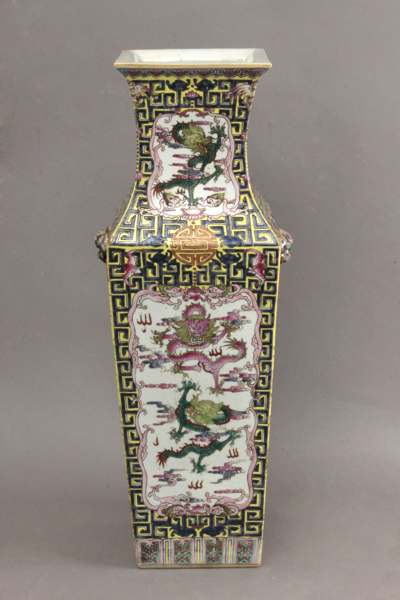 A 20th century Chinese square vase in Famille Rose porcelain