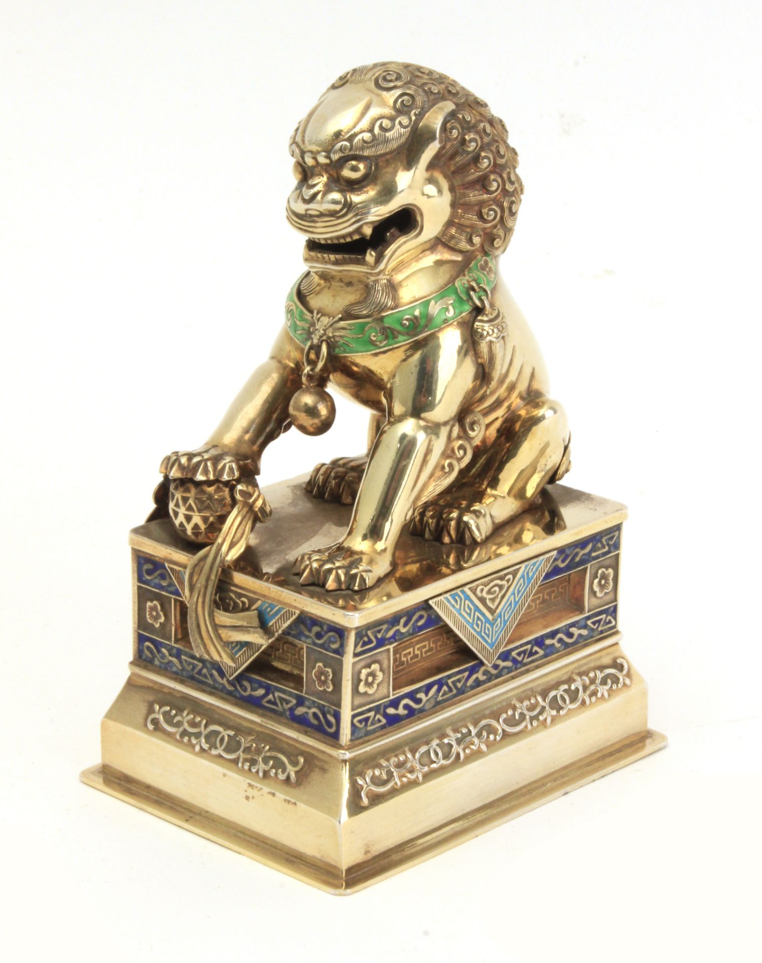 A 20th century Chinese silver Fu Guardian lion figure - Image 2 of 3