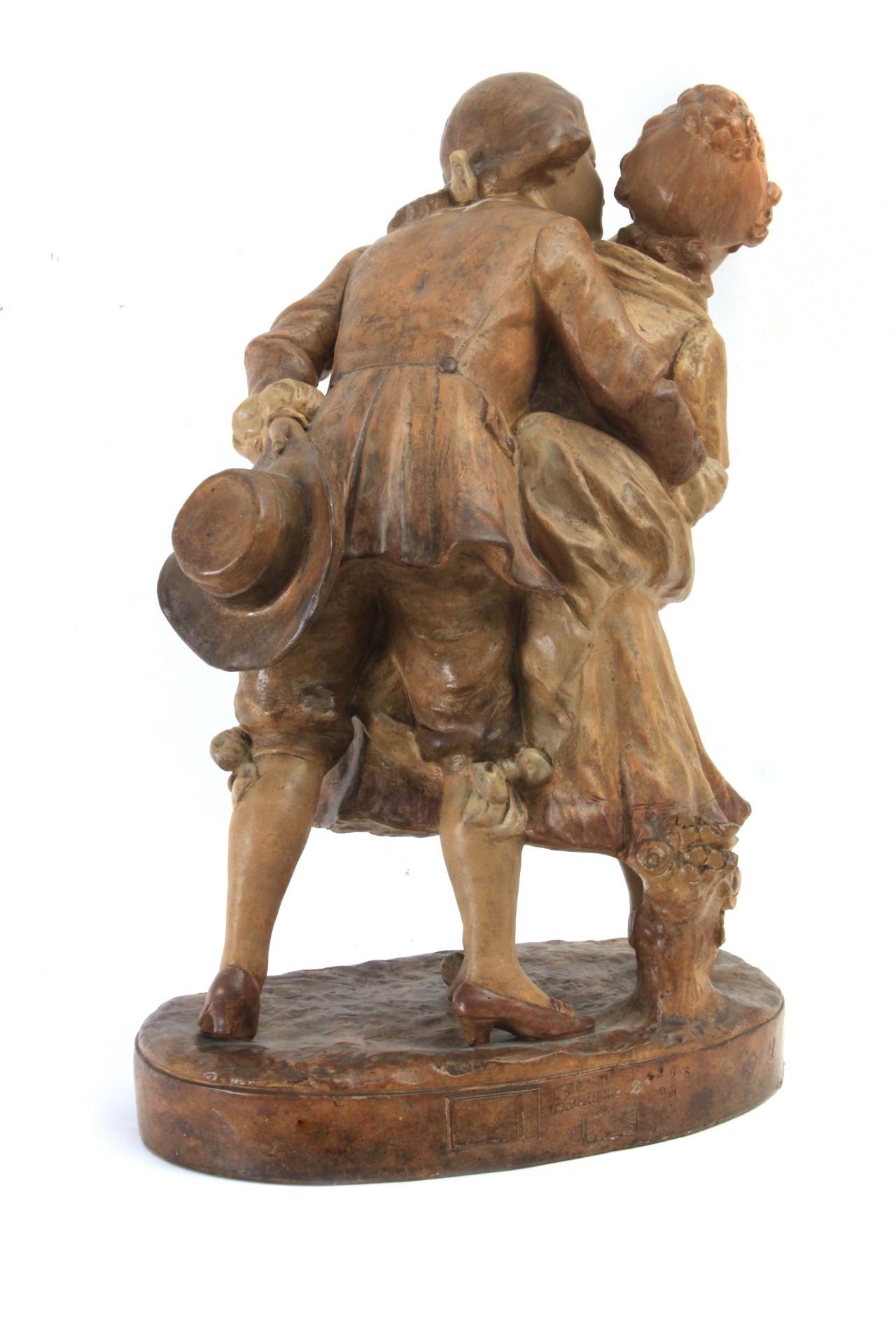 A 19th century Austrian group of figurines in Goldscheider terracotta - Image 6 of 9