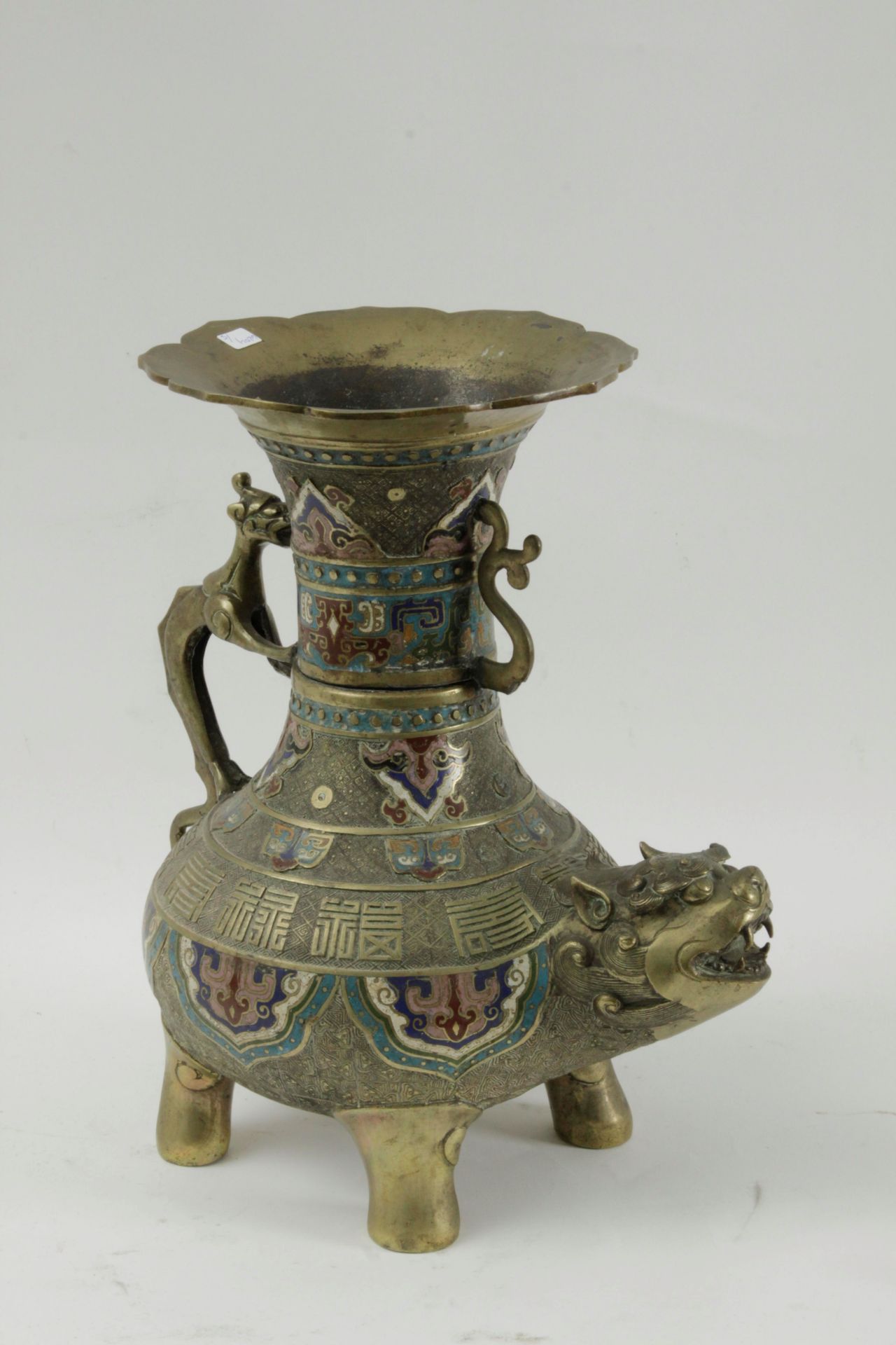 A 20th century Chinese incese burner in bronze and coisonné enamel