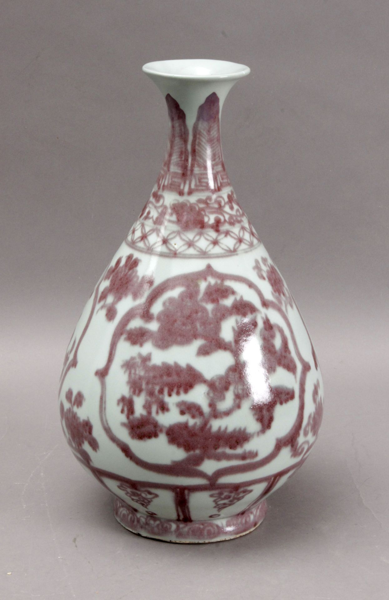 A 20th century Meiping vase in celadon porcelain with rouge de fer decoration