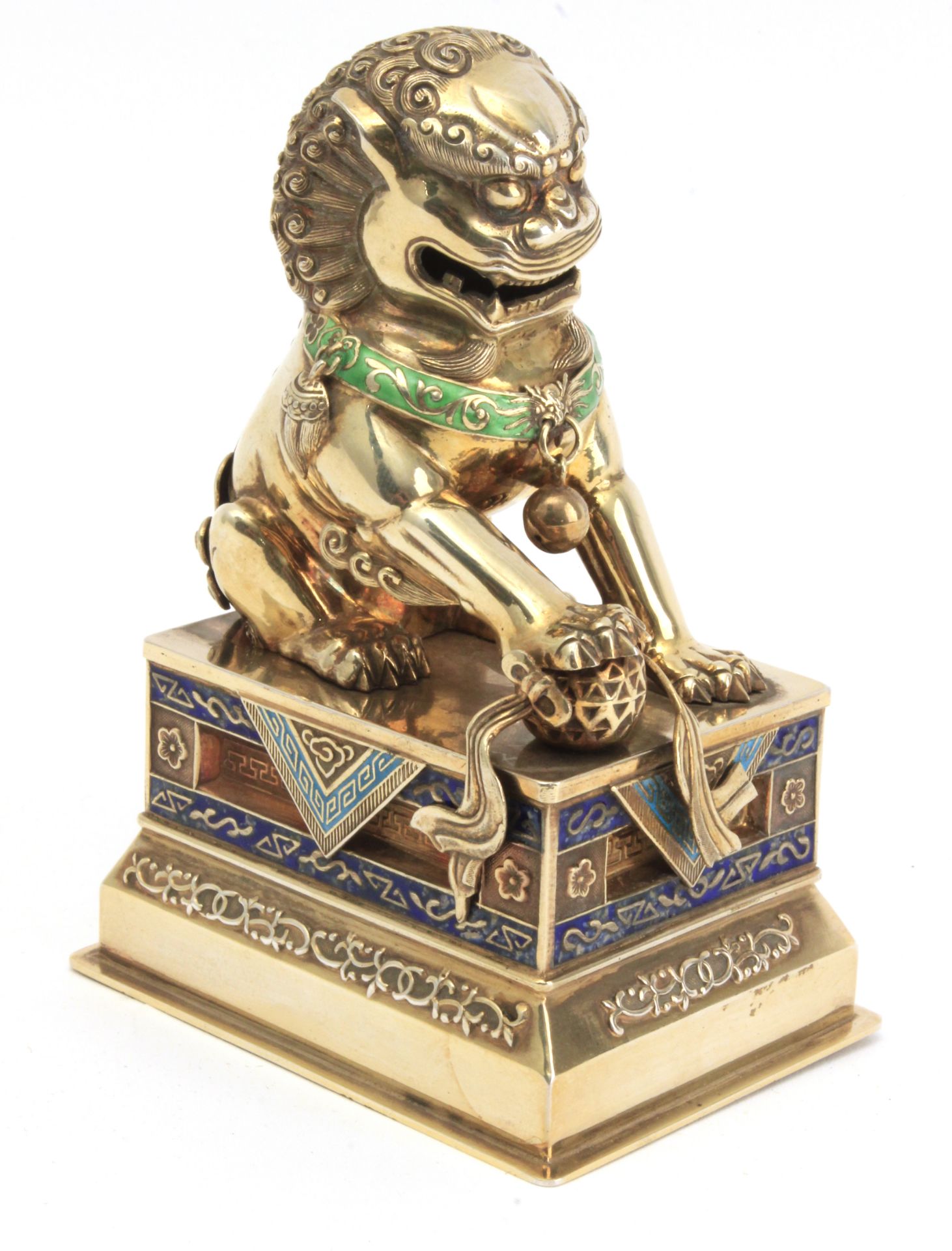 A 20th century Chinese silver Fu Guardian lion figure