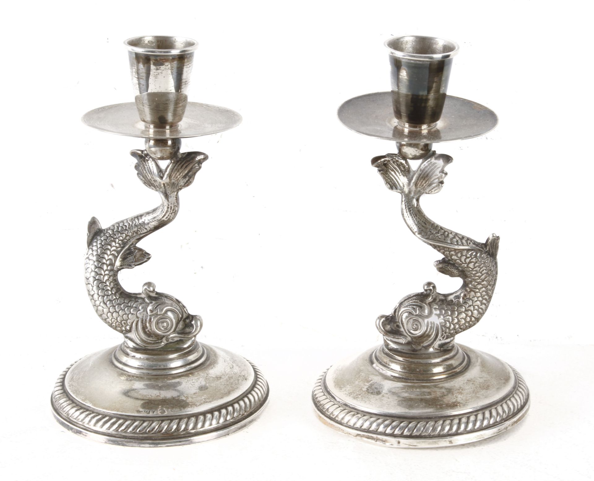 A. Pallé. A pair of 20th century silver candlesticks from Barcelona