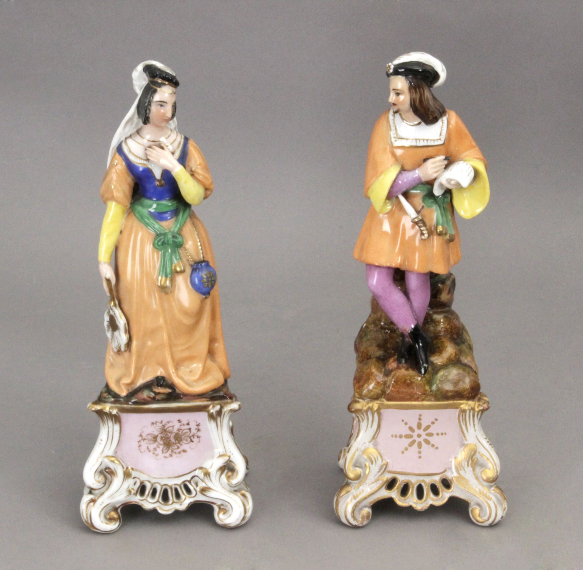 A pair of 19th century French figurines in Old Paris porcelain