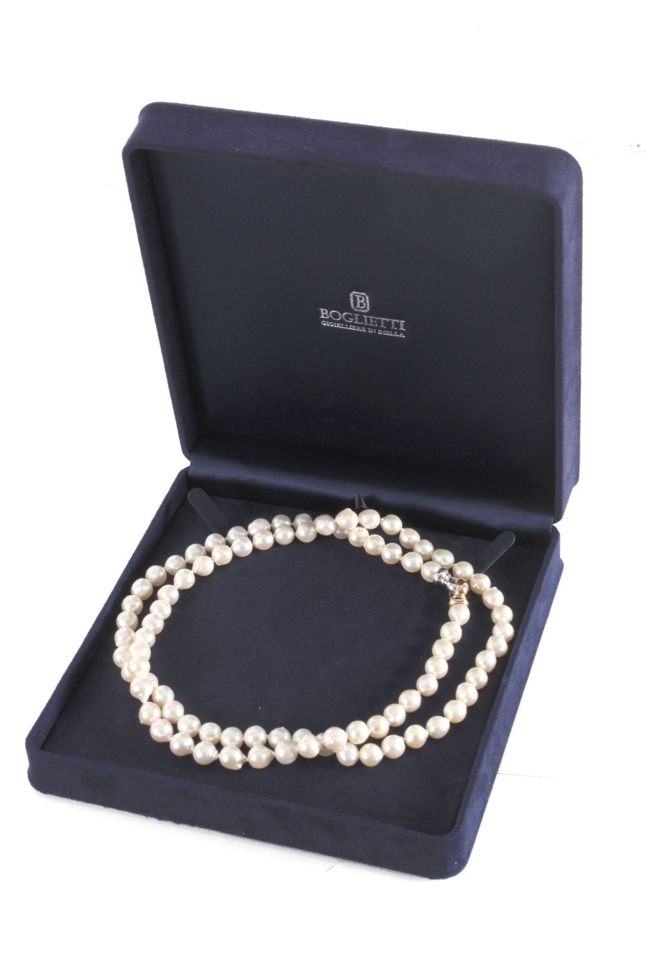 A Baroque cultured pearls necklace with an 18 k. gold clasp