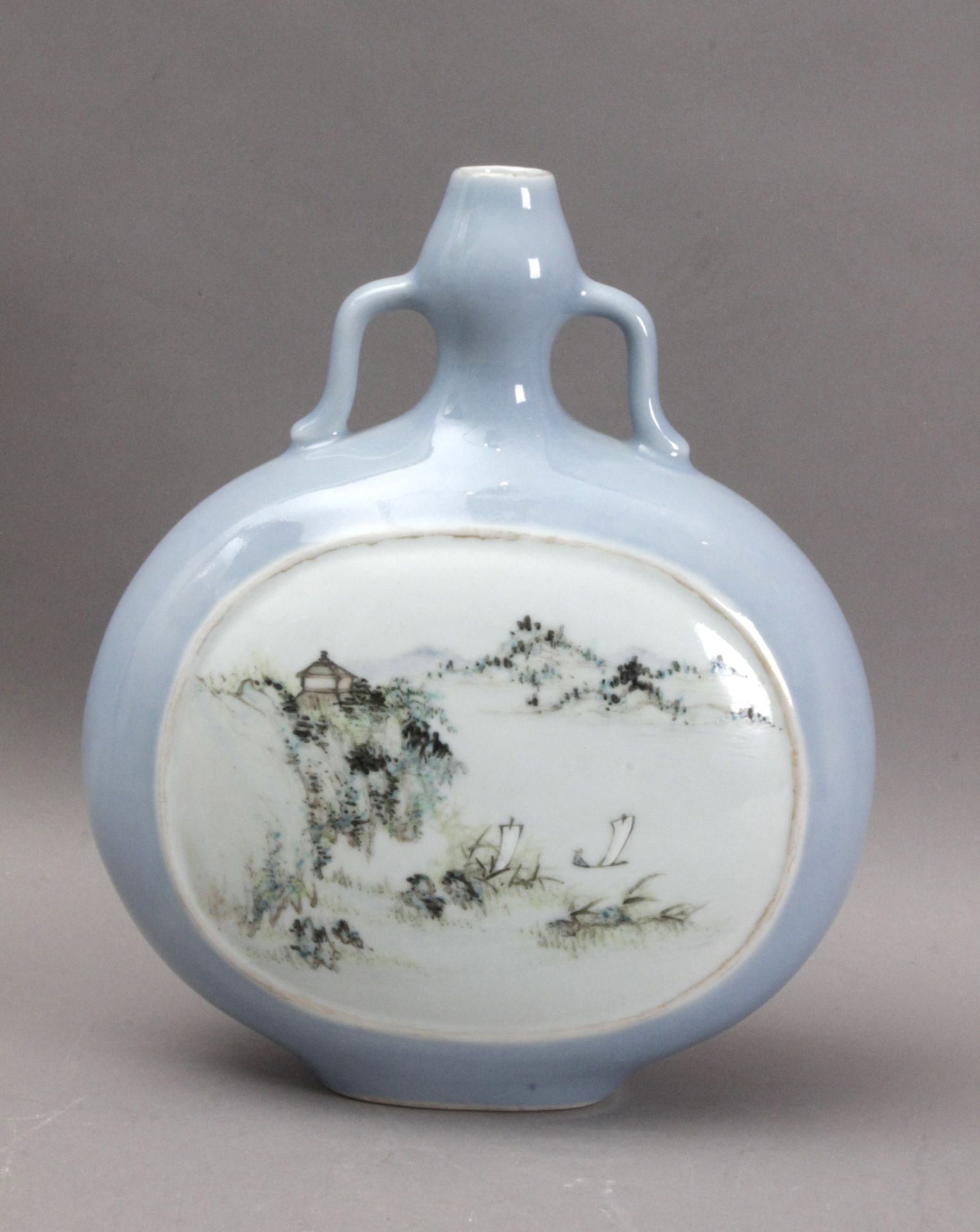 A 20th century pilgrim bottle in clair de lune porcelain - Image 3 of 11