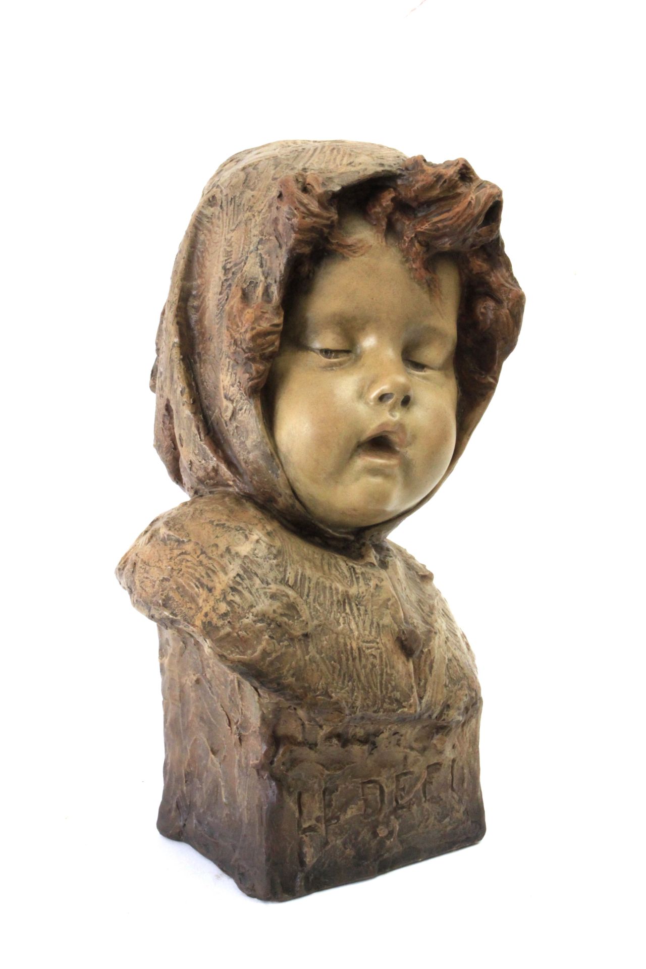 Bust of little girl in Goldscheider terracotta, Austria circa 1890 - Image 2 of 4