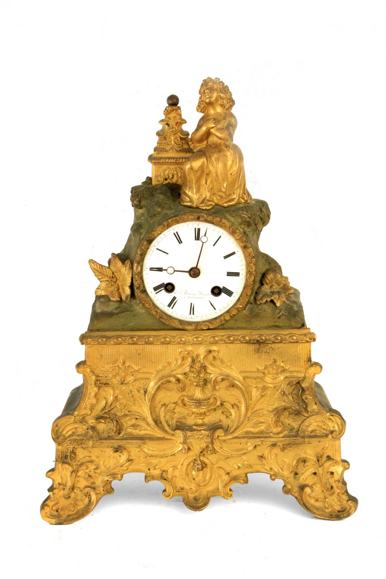 A 19th century French Empire period bronze mantel clock