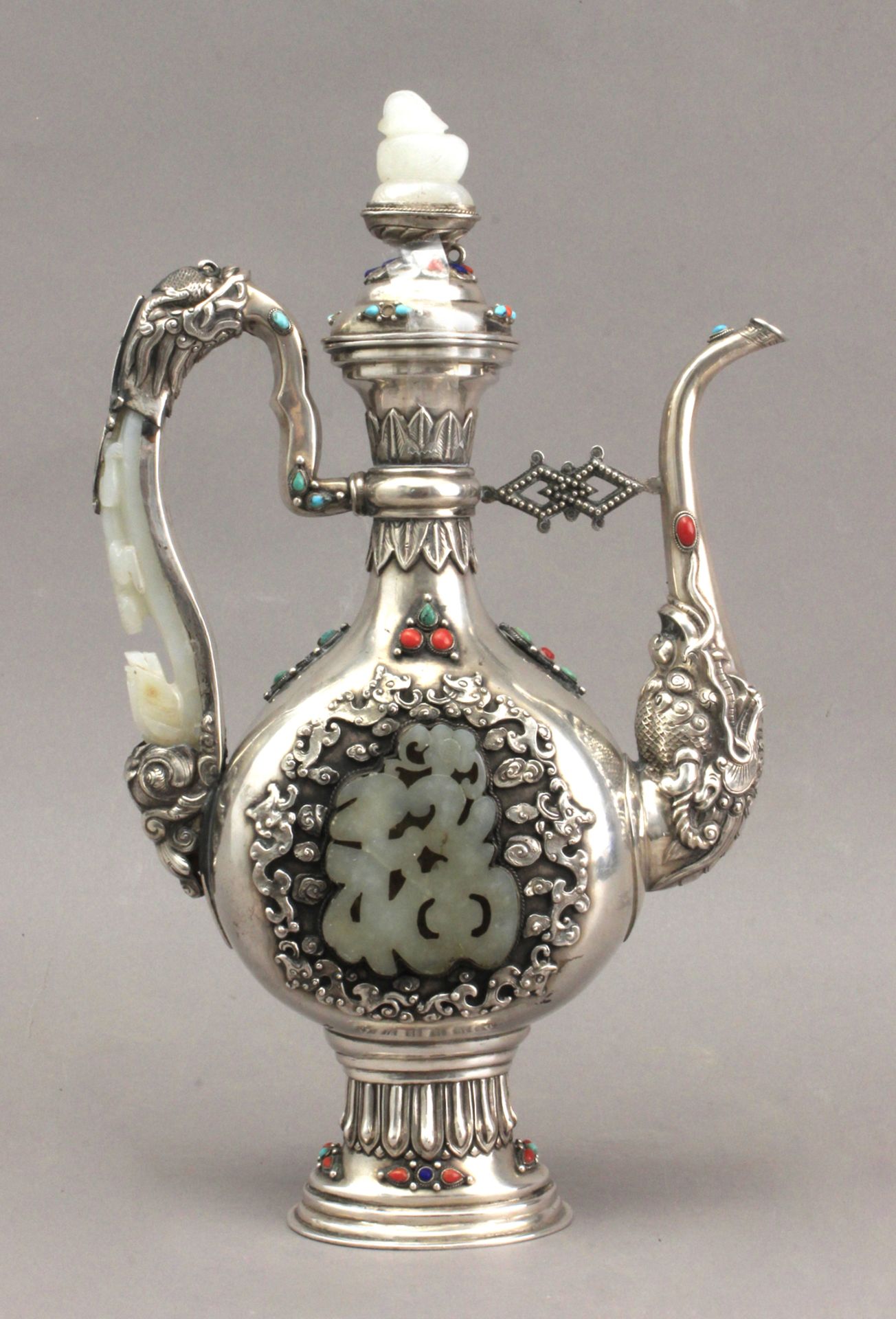 A 19th century Tibetan silver ewer