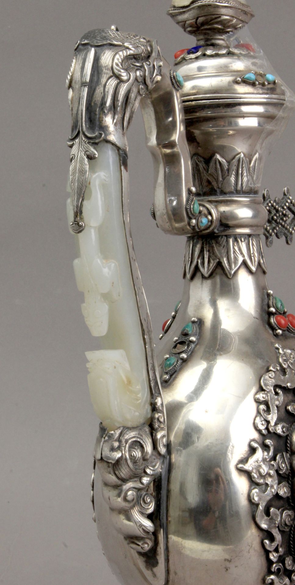 A 19th century Tibetan silver ewer - Image 2 of 2