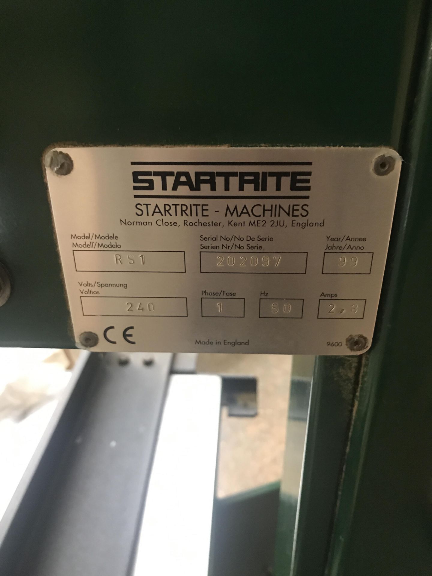 Startrite R51 Vertical Bandsaw, serial no. 202097, year of manufacture 1999, single phase, with - Image 4 of 9