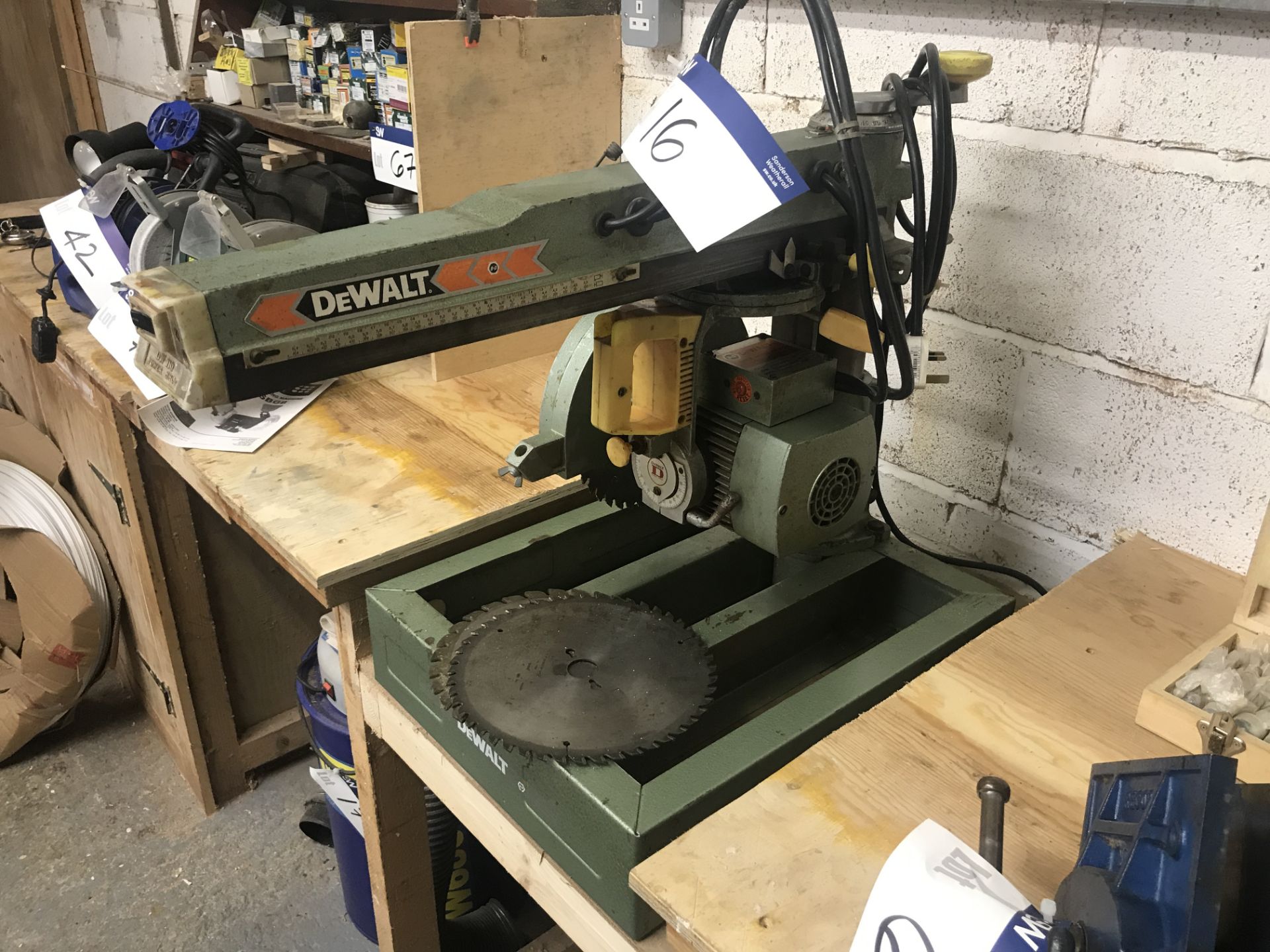 DeWalt DW110 RADIAL ARM PULLOVER CROSSCUT SAW, single phase, bench not included (note zero vat on