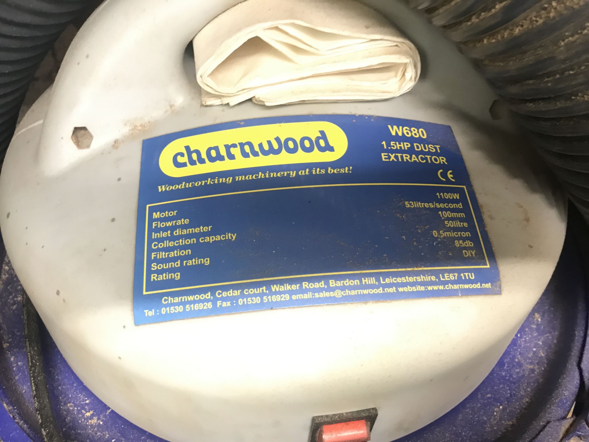 Charnwood W680 Dust Extraction Unit, single phase (note zero vat on hammer price, however vat will - Image 2 of 2