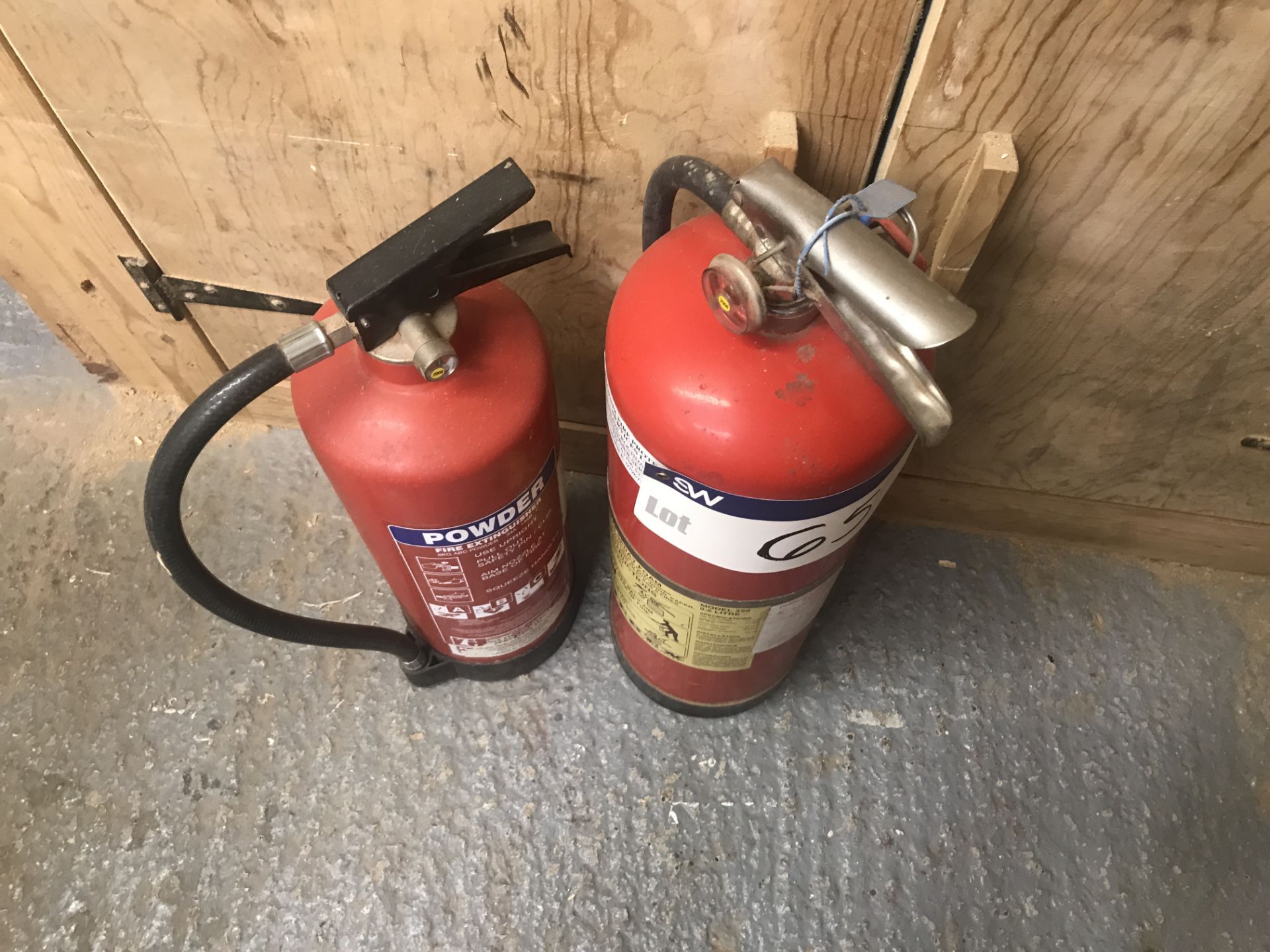 One Powder and One AFF Spray Foam Fire Extinguisher (note zero vat on hammer price, however vat will