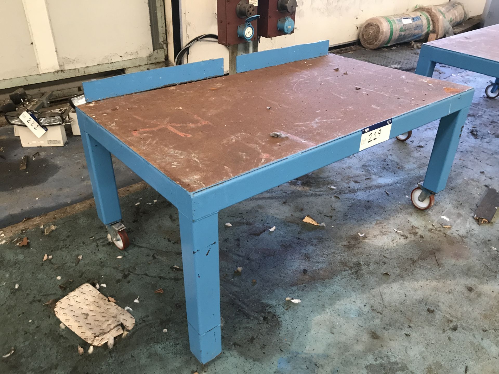Mobile Steel Framed Bench, approx. 1.8m x 1m