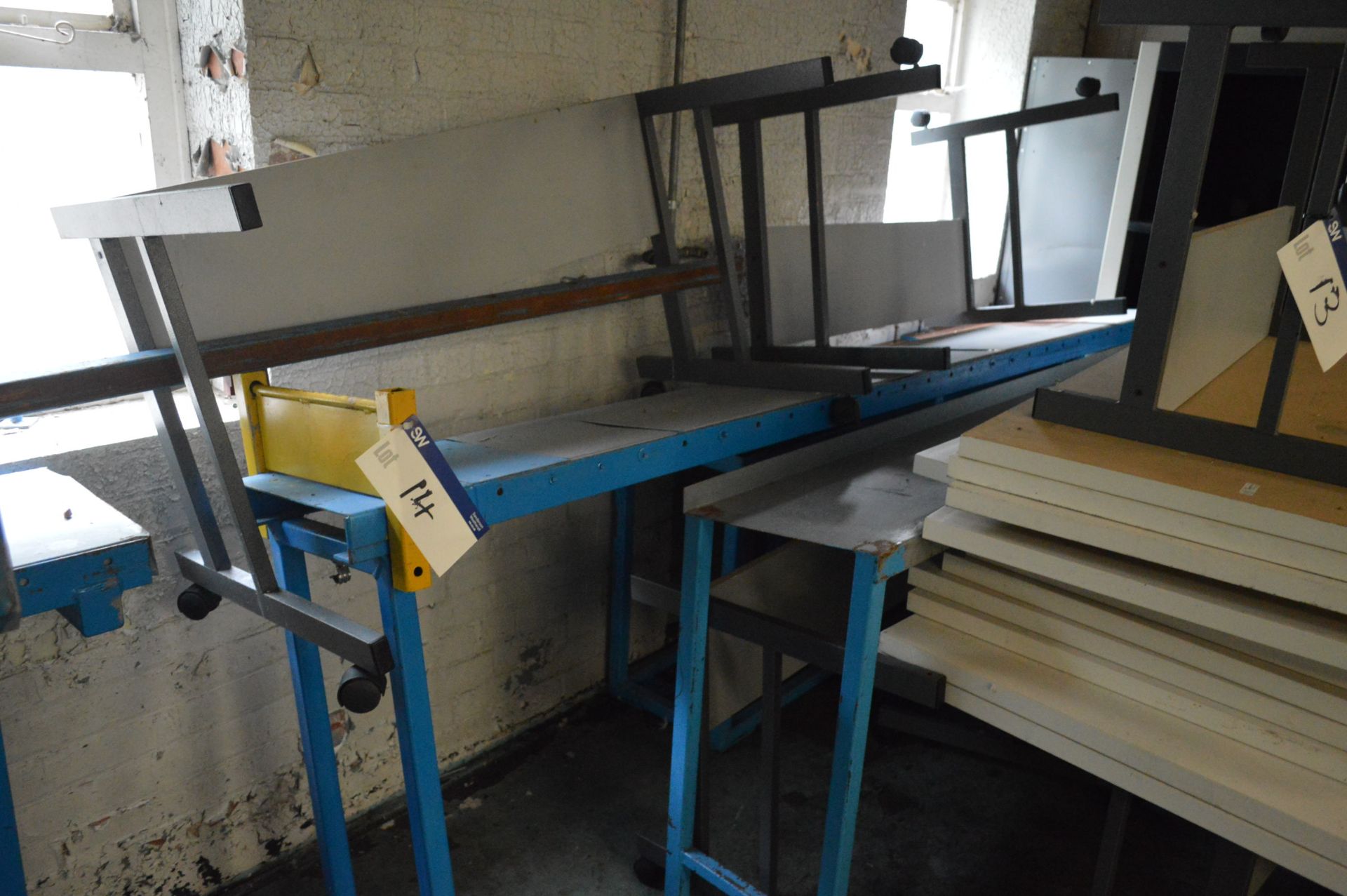 Fabricated Steel Stands, Benches & Two Fabricated Steel Supports (against wall)