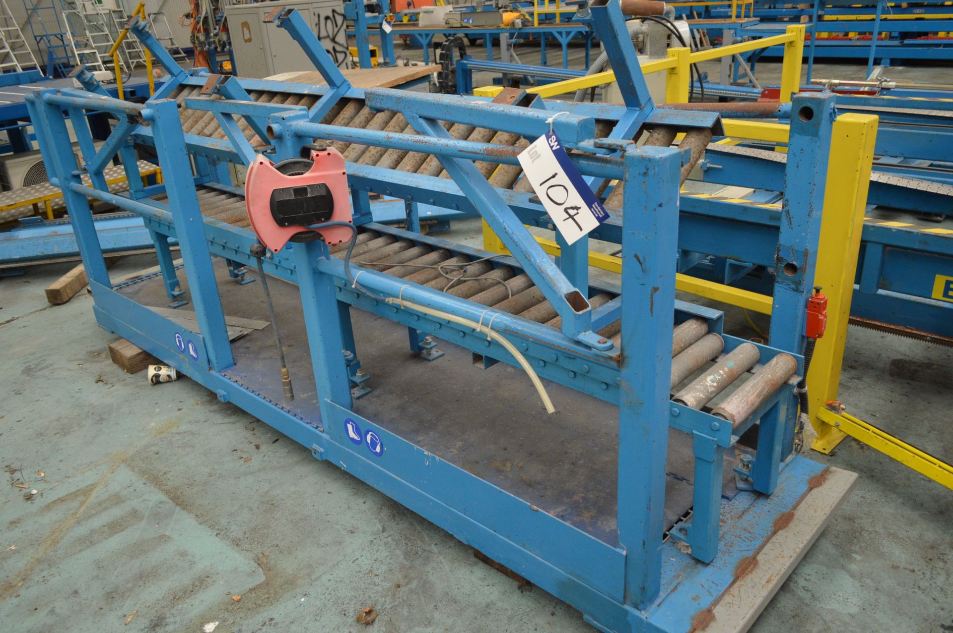 Three Roller Conveyor Stands, with access staging