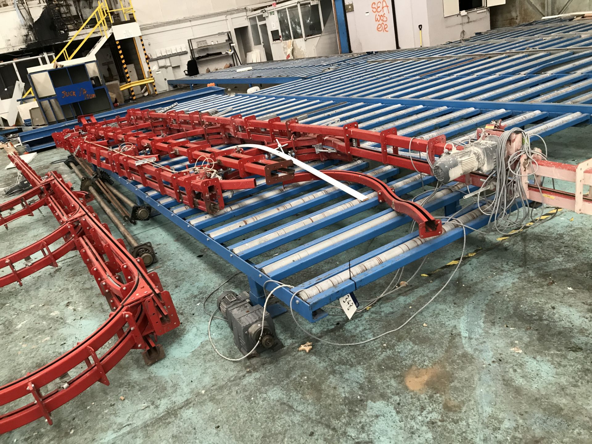 Powered Roller Conveyor, up to approx. 1.7m wide on rollers x 9.5m long