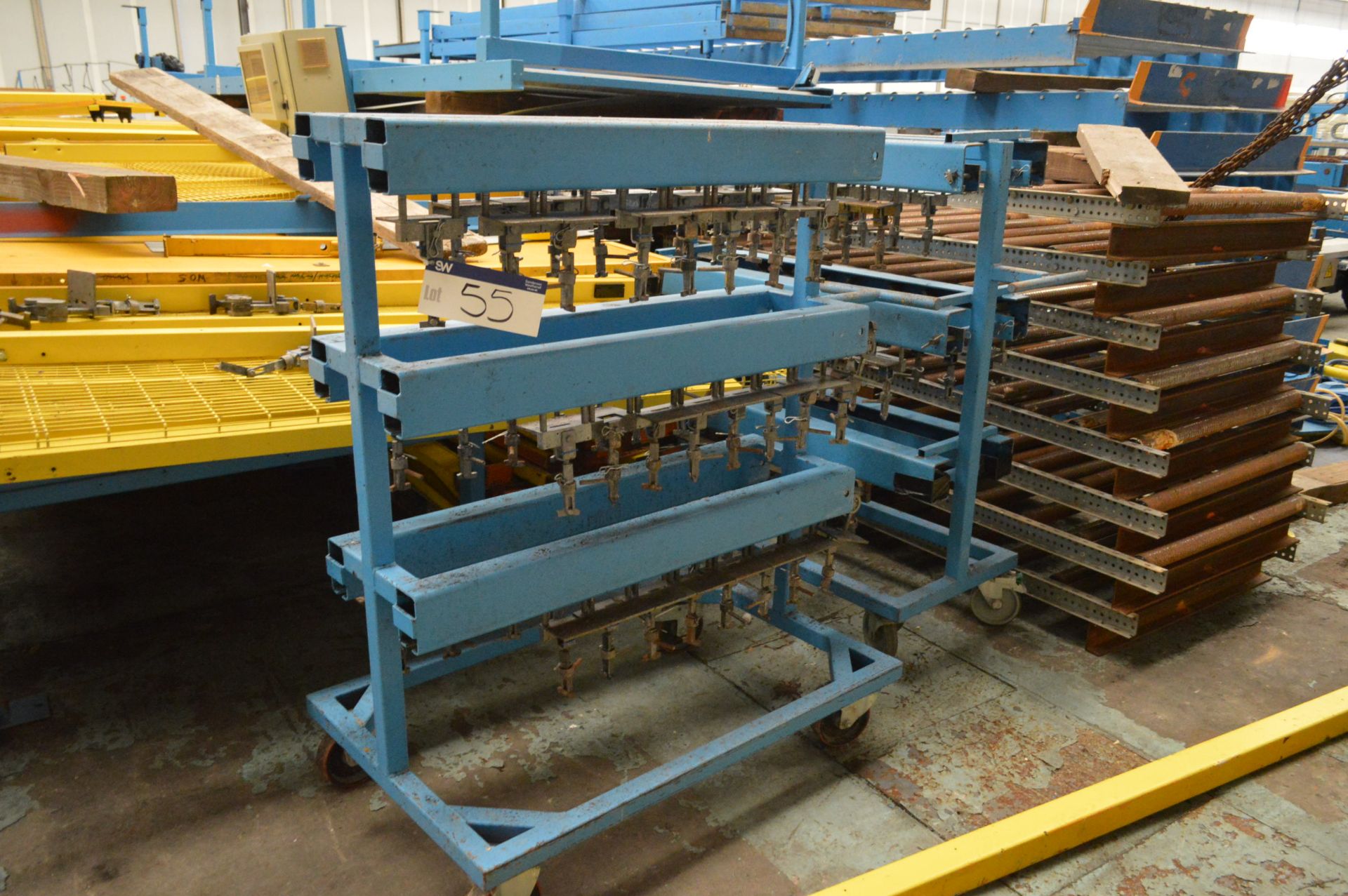 Two Mobile Steel Framed Conveyor Component Carriers