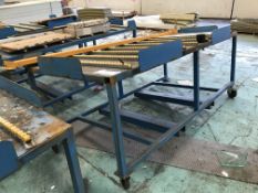 Mobile Roller Conveyor Bench, approx. 2.6m x 1.3m