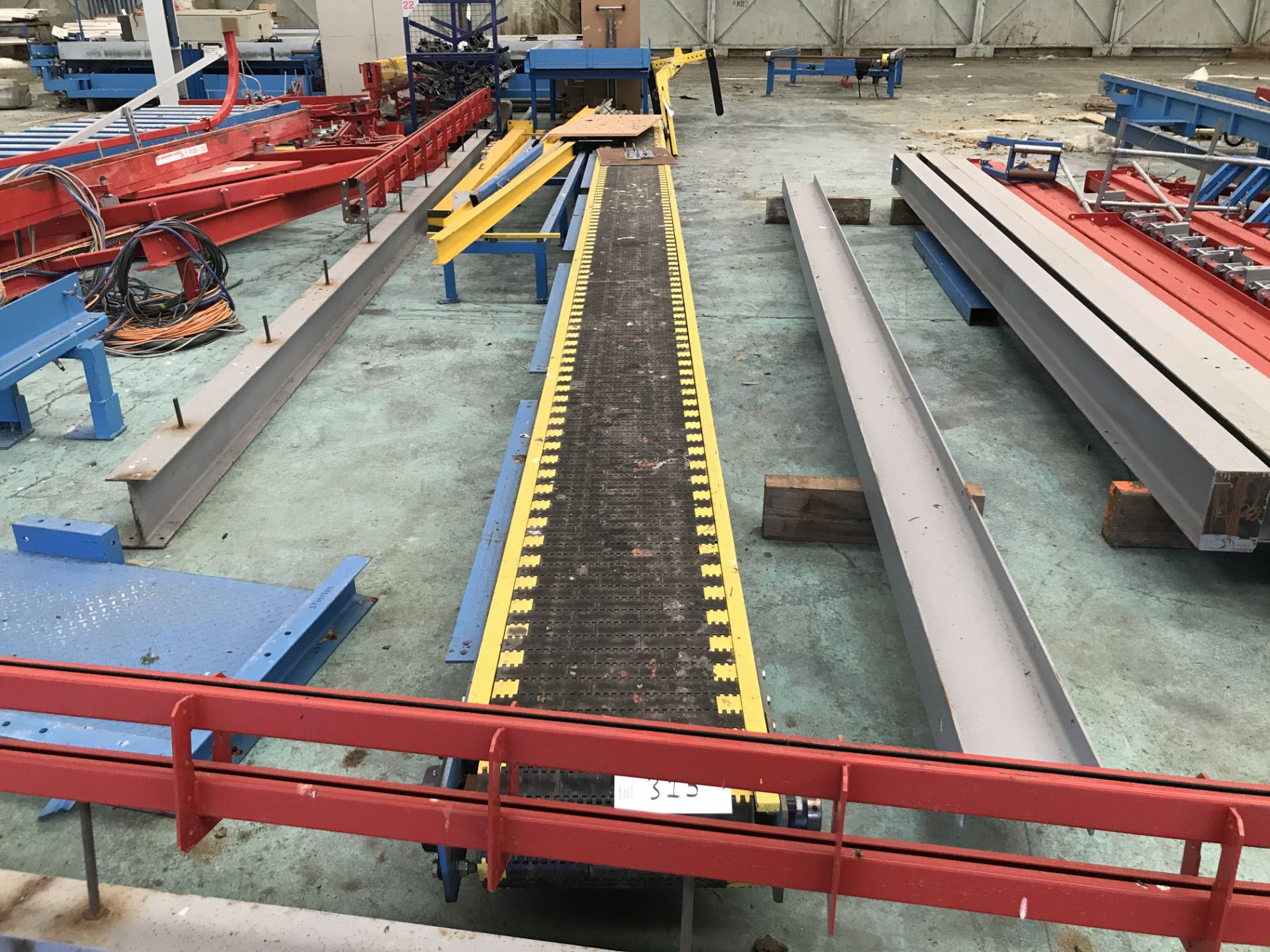 Plastic Slat Conveyor, 500mm wide on plastic slat x approx. 10.2m long