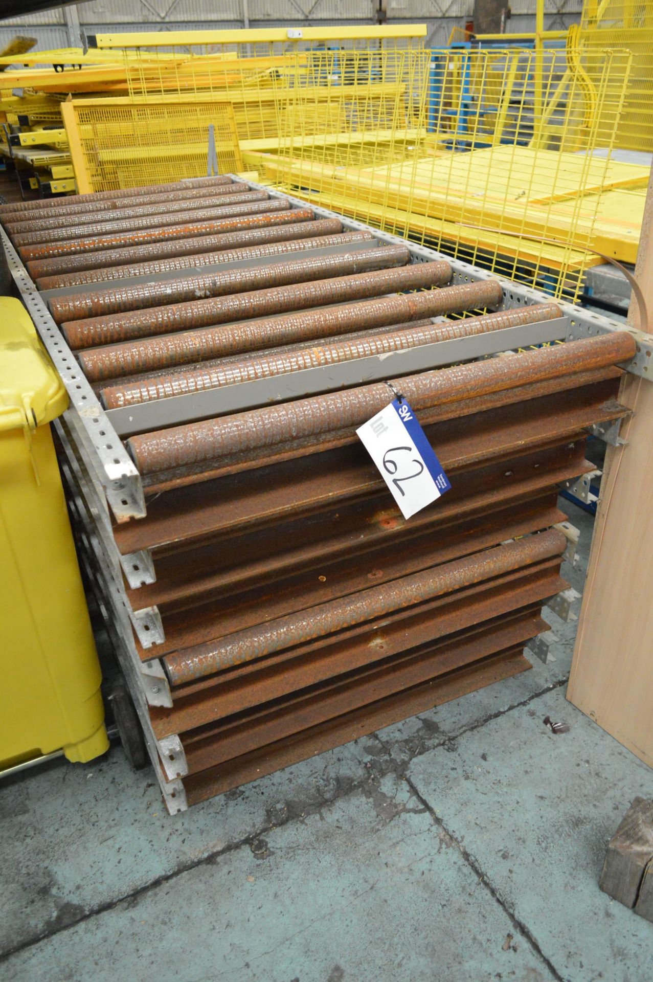 Six Roller Conveyor Frames, with rollers 950mm wide x 2.5m long on framing