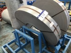 Galvanised Strip Steel, in one coil, approx. 175mm wide, with steel stand/ jig