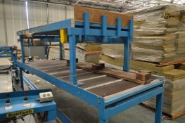 Two Powered Roller Conveyor Benches, up to 1.32m wide on rolls x up to 4.2m long