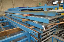 Seven Roller Conveyors, mainly 1.33m wide on rollers, up to 10m long