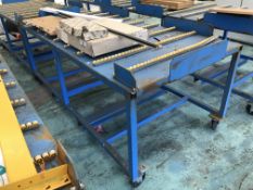 Mobile Roller Conveyor Bench, approx. 2.6m x 1.3m