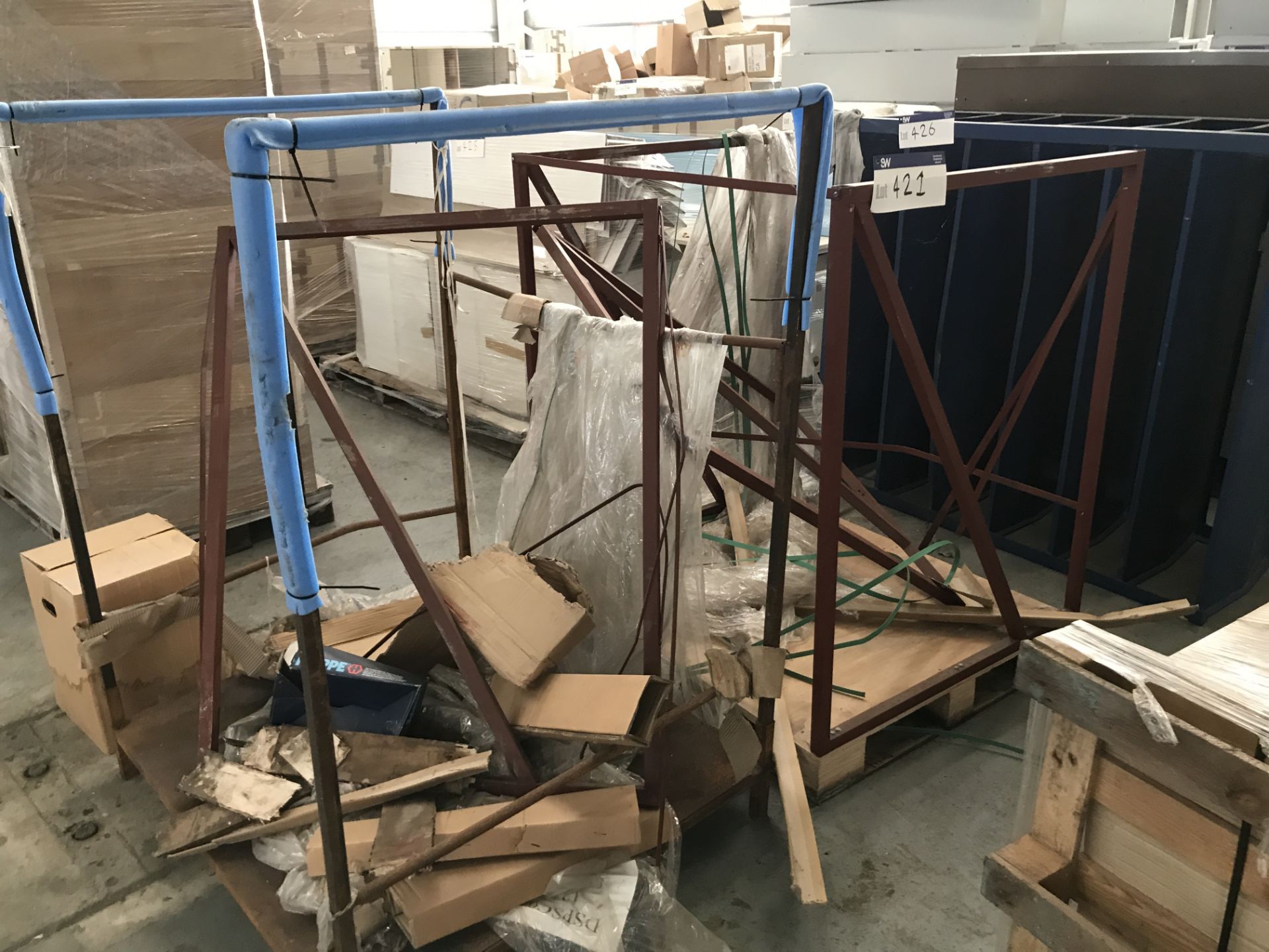 Two Steel Framed Stock Pallets