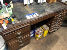 Dark Oak Double Pedestal Desk with Inlaid Top