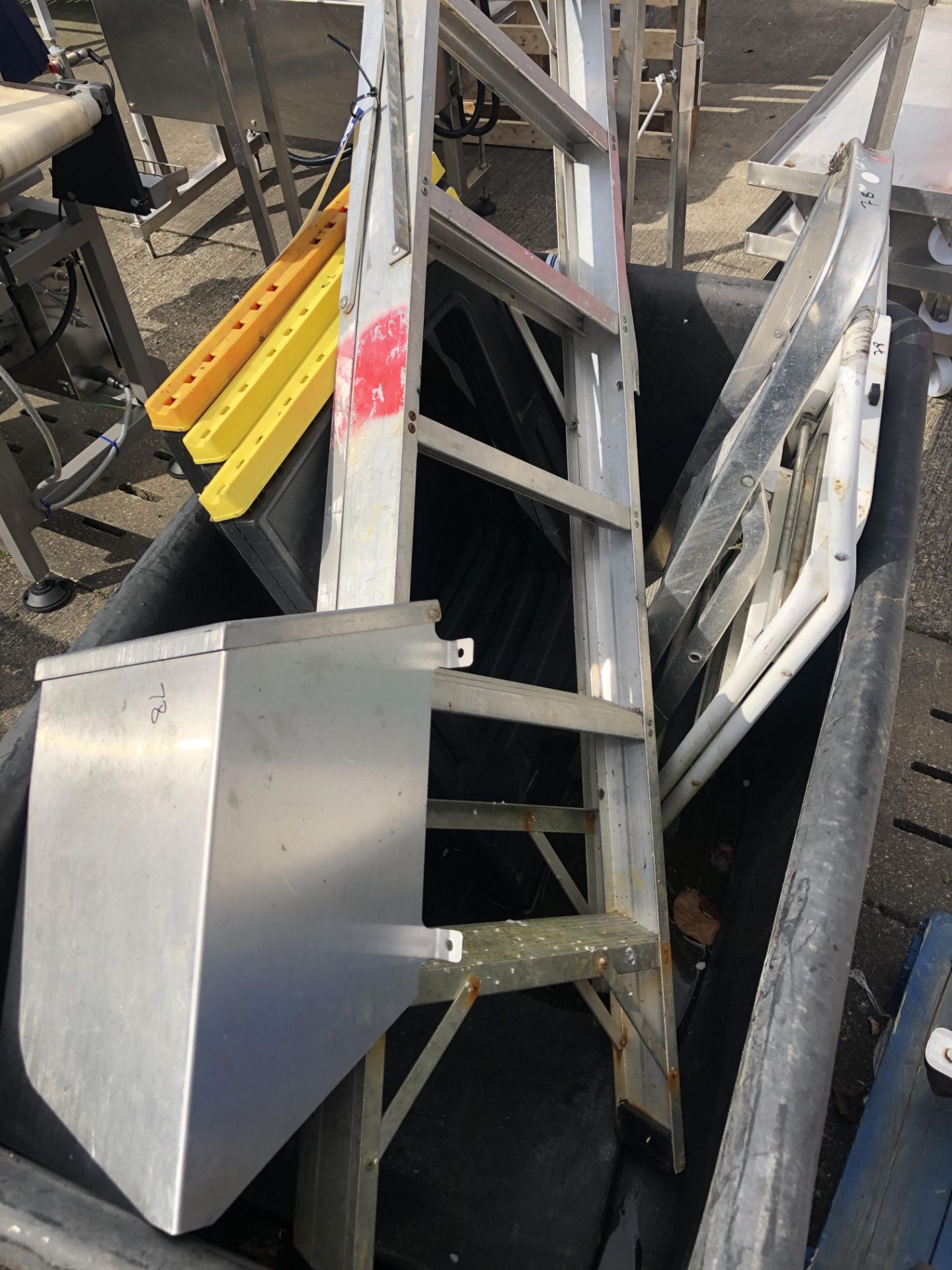 Mobile Plastic Bin, with three step ladders, three - Image 2 of 3