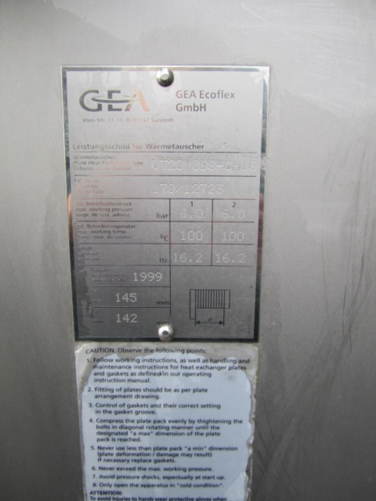 GEA VT20 Stainless Steel Plate Heat Exchanger (Ex - Bild 3 aus 5